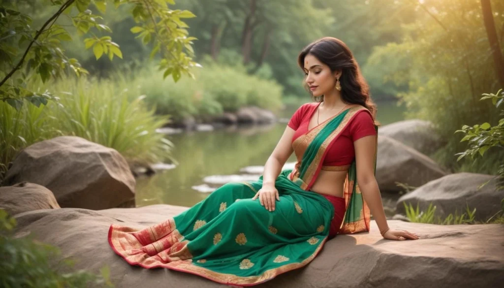 woman sit in peaceful environment